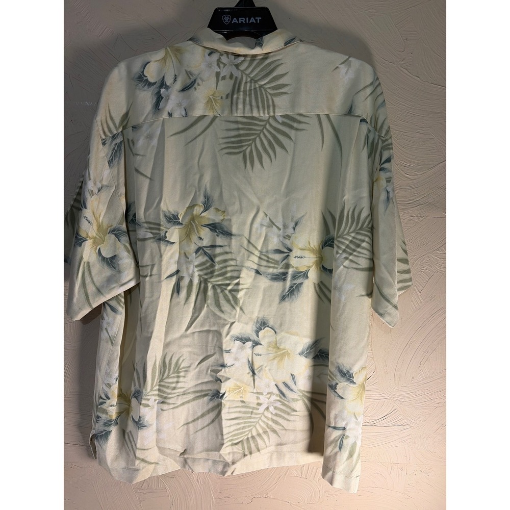 Tommy Bahama Button Down Shirt Mens XL Beige Silk Floral Tropical Camp Relaxed - Picture 7 of 10